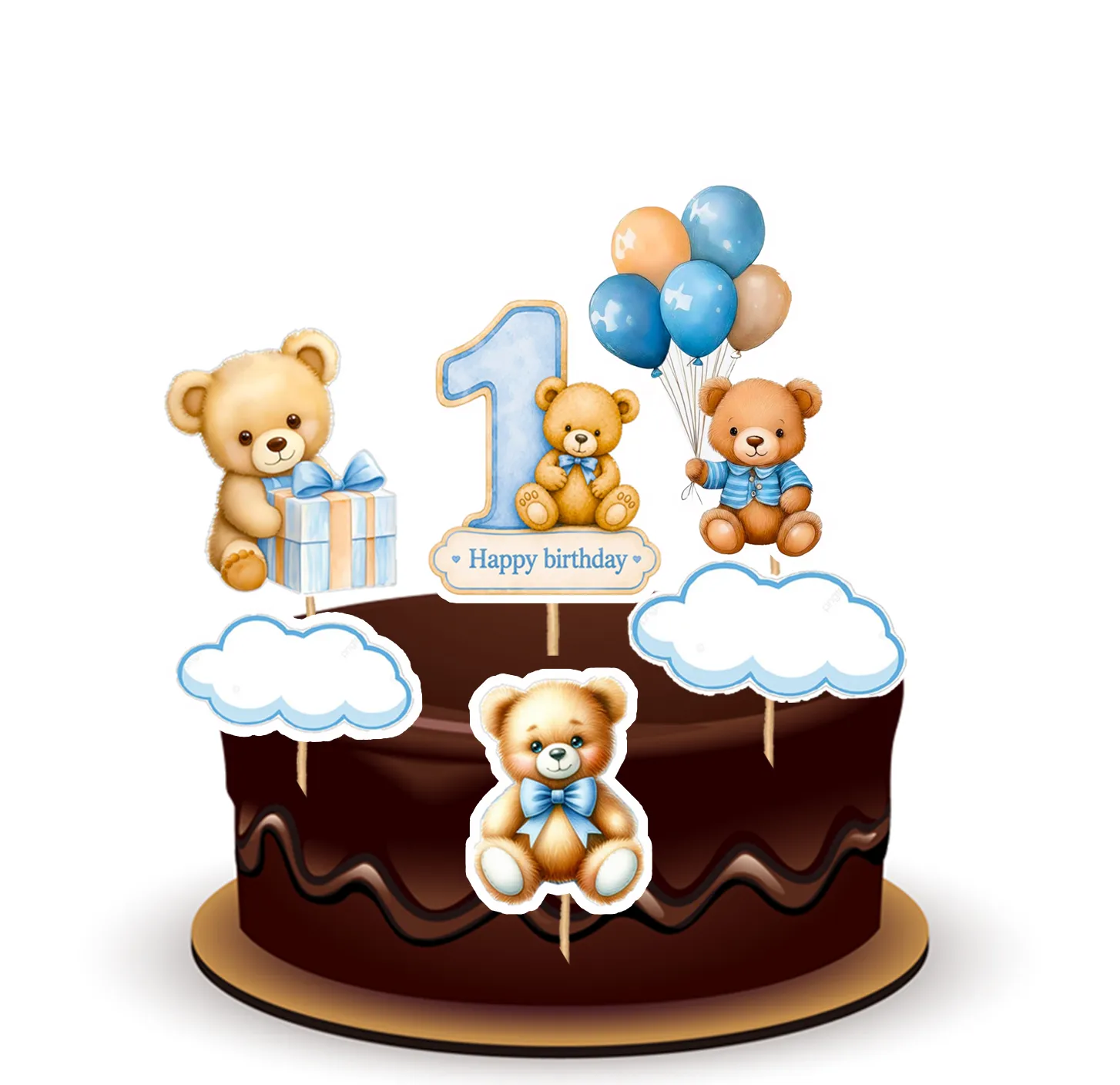 JOYFUL TEDDY BOY THEME TOPPER *1 SET*