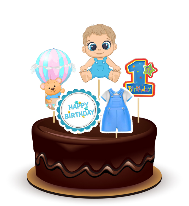 Joyful 1st B'day Boy Paper Theme Topper *1 Set*