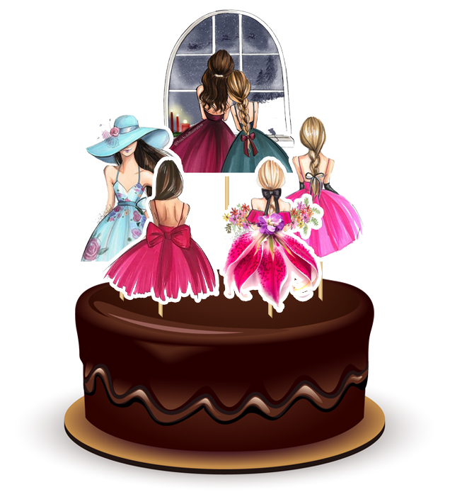Joyful Girls Back -2Theme Topper *1 Set* 