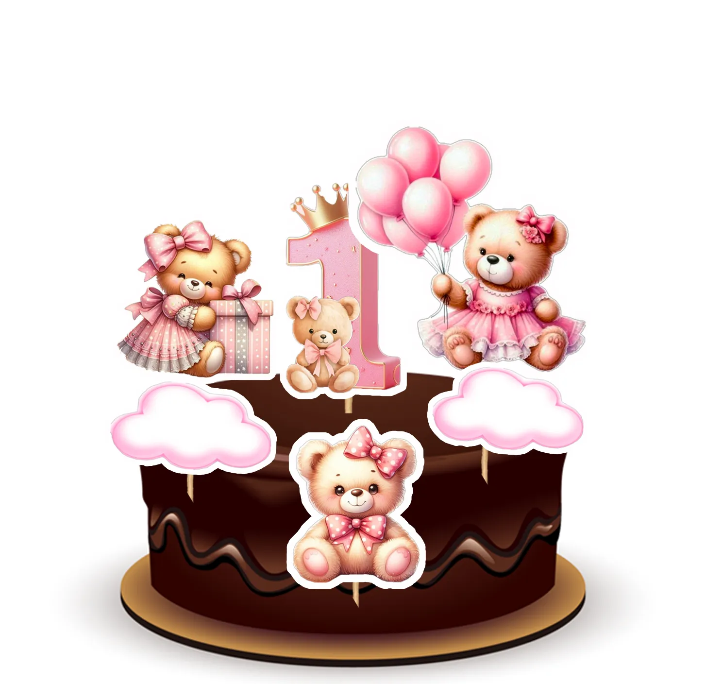 JOYFUL TEDDY GIRL THEME TOPPER *1 SET*