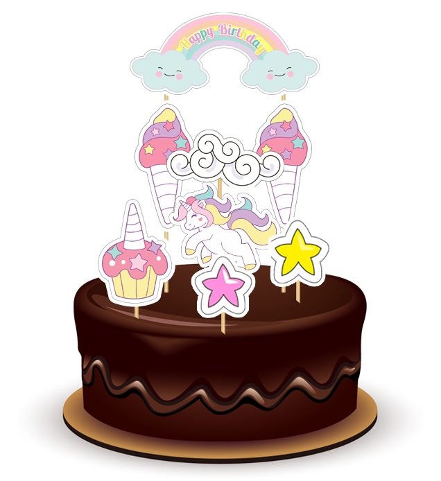 Joyful unicorn Pastel Theme Topper *1 Set* 