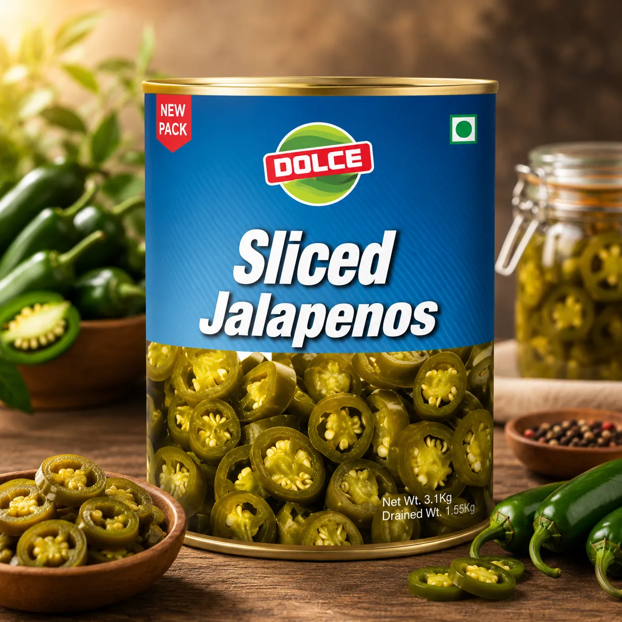 DOLCE JALAPENOS SLICED *3.1 KGS*
