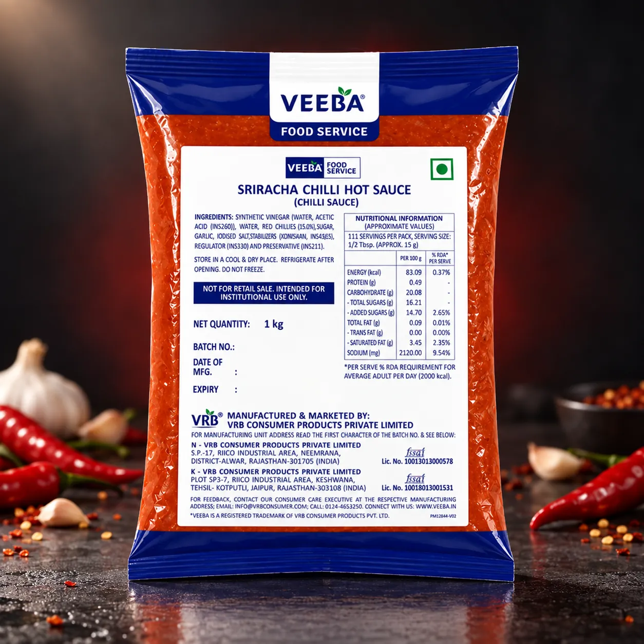 VEEBA SRIRACHA CHILLI HOT SAUCE *1 KGS*