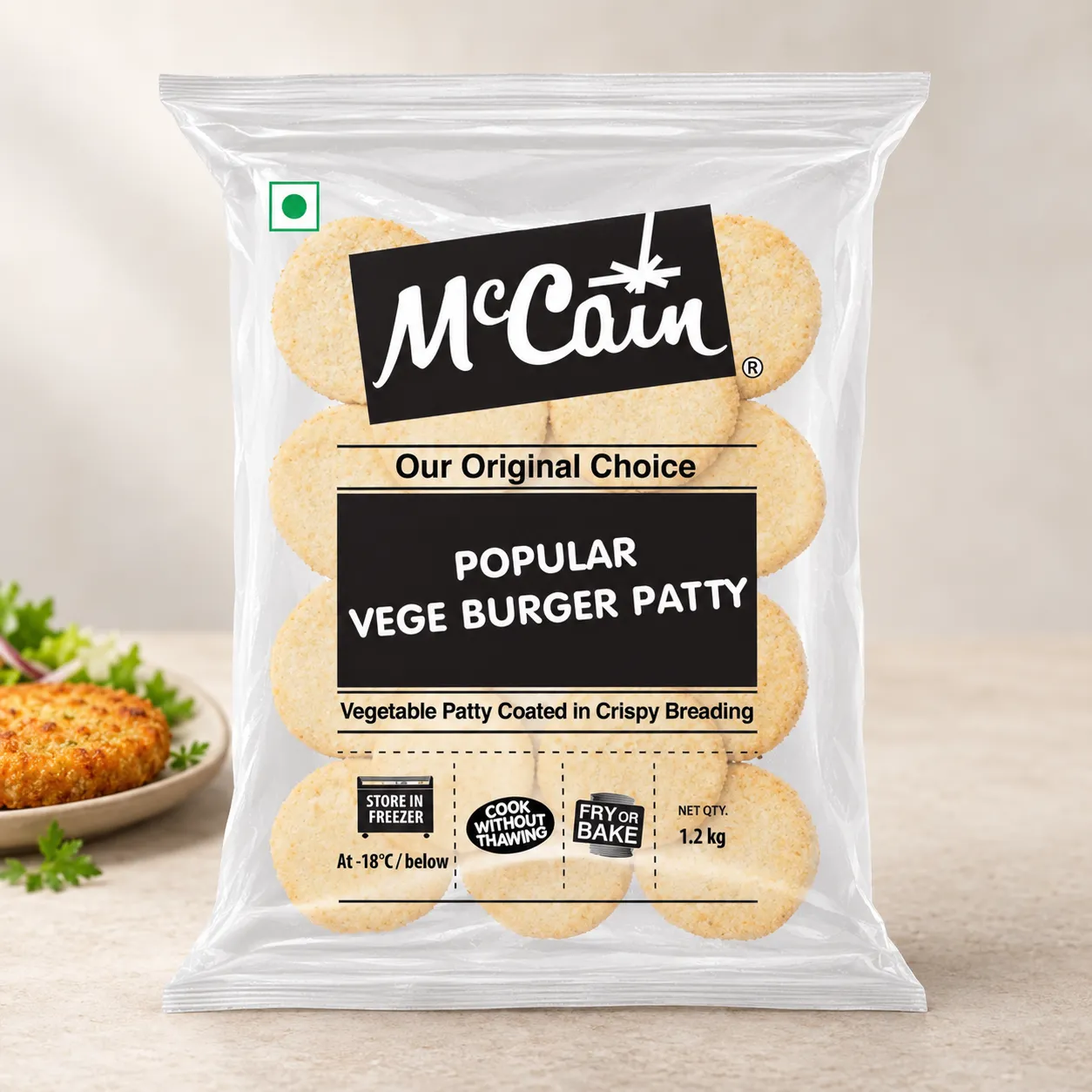 MCCAIN POPULAR VEG BURGER PATTY *1.2 KGS*