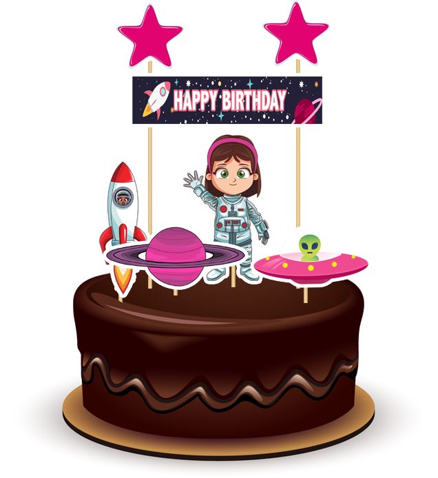 Joyful Astronaut Girl Paper Theme Topper *1 Set*