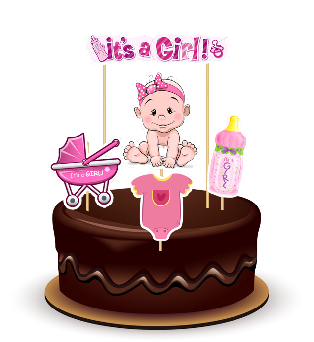 Joyful It's Girl Paper Theme Topper *1 Set*