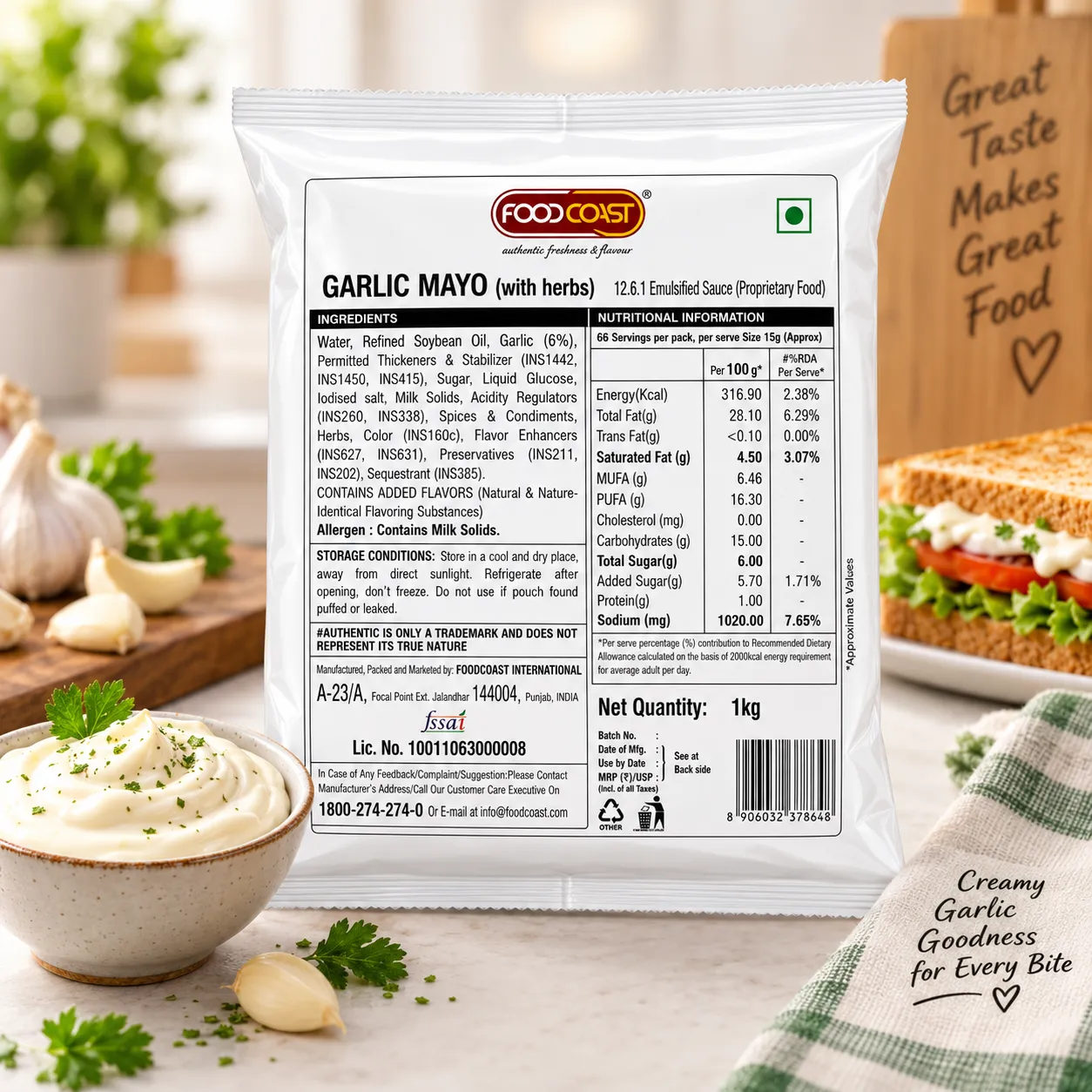 FOODCOAST GARLIC MAYO WITH HERBS *1KGS*
