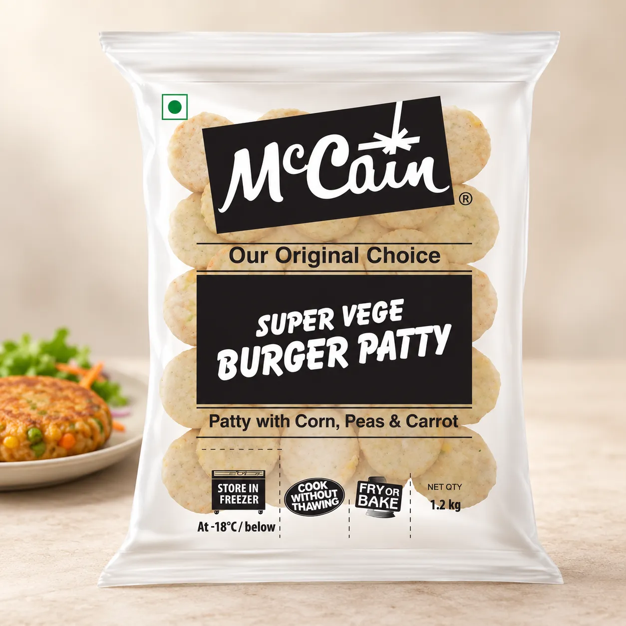 MCCAIN SUPER VEGE BURGER PATTY *1.2 KGS*
