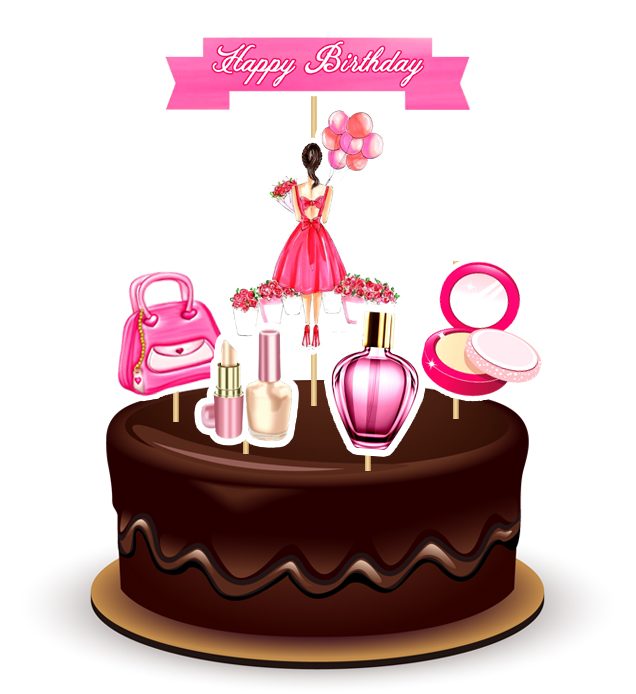 Joyful Fashion Girl Paper Theme Topper *1 Set*