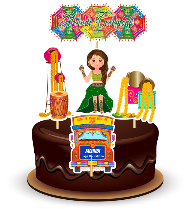 Joyful Mehndi Paper Theme Topper *1 Set*