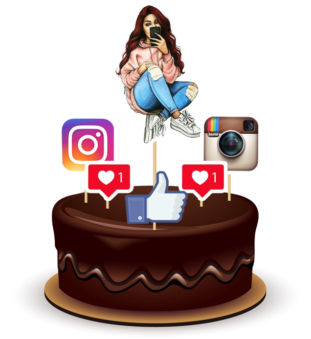 Joyful Insta Girl Paper Theme Topper *1 Set*