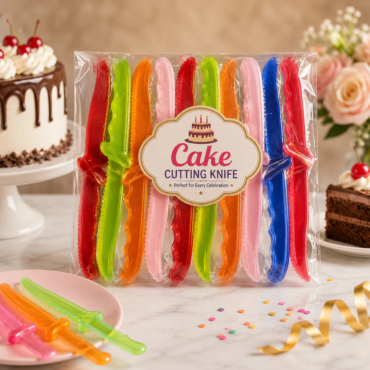 CAKE CUTTING KNIVES PVC *100 PCS*