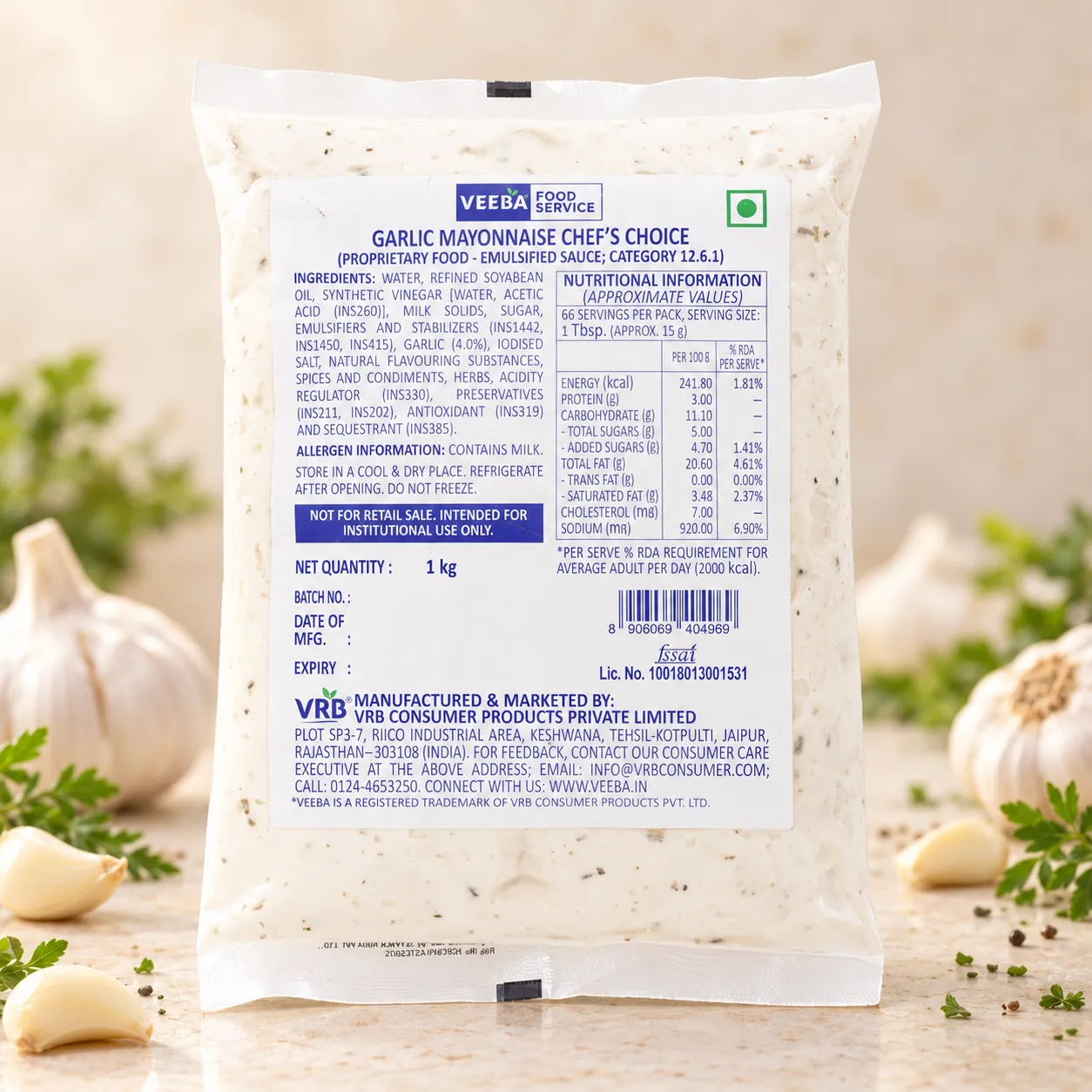 VEEBA GARLIC MAYONNAISE CHEF'S CHOICE *1 KGS*